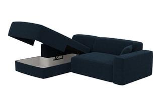 Canapé d'angle gauche convertible Lenova - Bleu atlantique