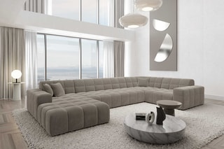Canapé d'angle droit panoramique Cardano - Beige foncé