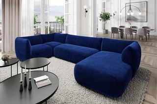 Canapé d'angle droit panoramique Leroy - Bleu foncé