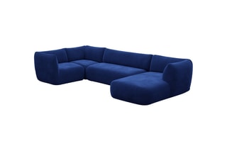 Canapé d'angle droit panoramique Leroy - Bleu foncé