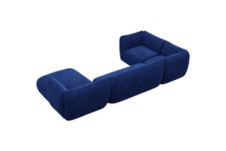 Canapé d'angle droit panoramique Leroy - Bleu foncé