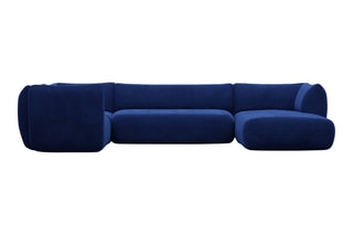 Canapé d'angle droit panoramique Leroy - Bleu foncé
