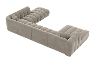 Canapé d'angle droit panoramique Luma - Beige foncé