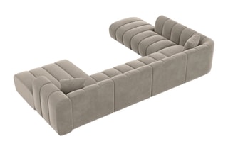 Canapé d'angle gauche panoramique Luma - Beige foncé