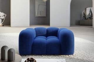 Fauteuil Nuvola - Bleu foncé - Tissu toucher velours