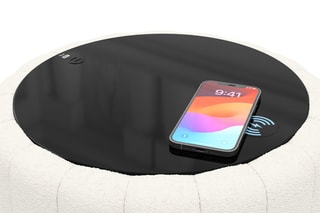 Table d’appoint ronde avec chargeur sans fil et port USB intégrés Nuvola - Blanc