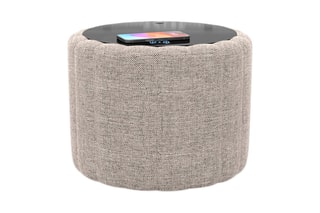 Table d’appoint ronde avec chargeur sans fil et port USB intégrés Nuvola - Beige