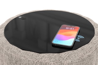 Table d’appoint ronde avec chargeur sans fil et port USB intégrés Nuvola - Beige