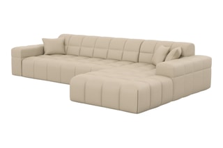 Canapé d'angle droit Cardano - Beige - 5 places - En cuir