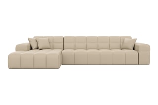 Canapé d'angle gauche Cardano - Beige - 5 places - En cuir