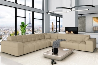 Canapé d’angle Cardano - Beige - 6 places - En cuir