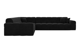 Canapé d’angle Cardano - Noir - 6 places - Toucher velours