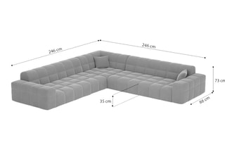 Canapé d’angle Cardano - Noir - 6 places - Toucher velours