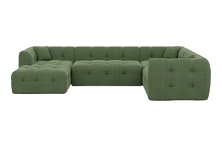 Canapé d'angle droit panoramique Baloo - Vert - 7 places - En polyester