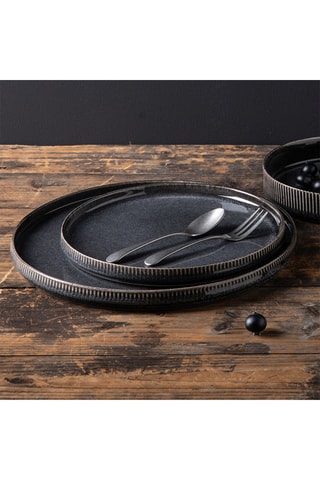 Aardewerk Servies Charbon - 12 Stuks