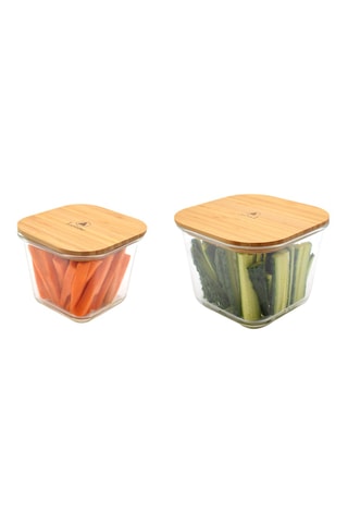  2 Bamboe Vershoudbakjes met Deksels - 750 en 1750 ml