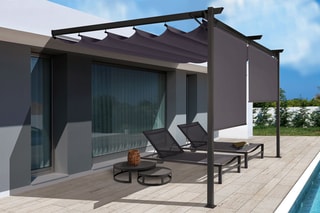 Pergola avec toit rétractable et 2 stores Marina - 39 x 22 x 27 m