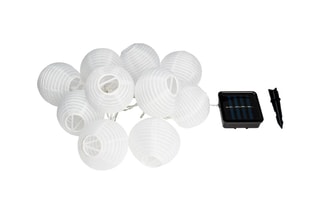 Guirlande solaire 10 lampions - Blanc chaud
