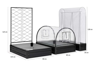 Ensemble carrés et serres de potager -