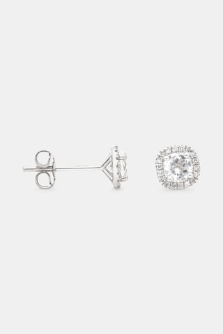 Puces Carré Topazien - Or blanc, diamants et topazes