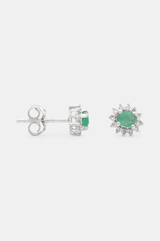 Puces Etoile - Or blanc, diamants et éméraude