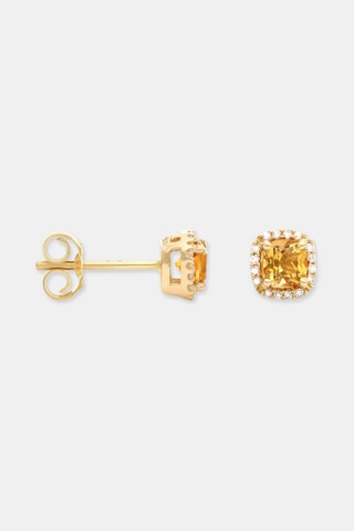 Puces Popi Coussin - Or jaune, diamants et citrine