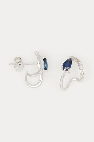 Boucles d'oreilles Kirana - Or blanc, diamants et saphir