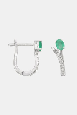 Boucles d’oreilles Belle émeraude - Or blanc, diamants et émeraudes