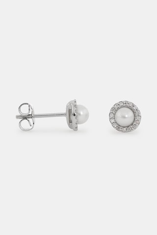 Puces Perles Enchantées - Or blanc, diamants et nacre