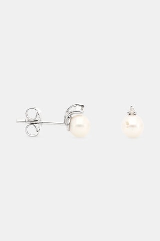 Puces Perles Trio Brillant - Or blanc, nacre et diamant