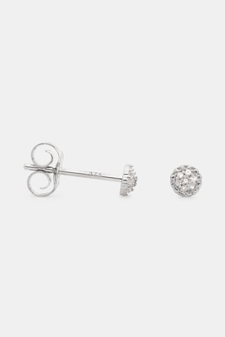 Puces Round Stud - Or blanc et diamants