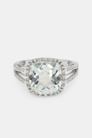 Bague Divine Améthyste Verte - Or blanc, diamants et améthyste