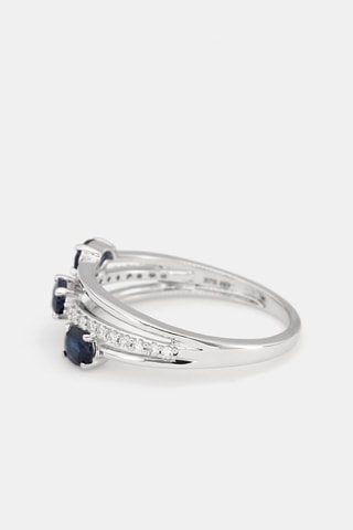 Bague Trio de saphir - Or blanc, diamants et saphirs