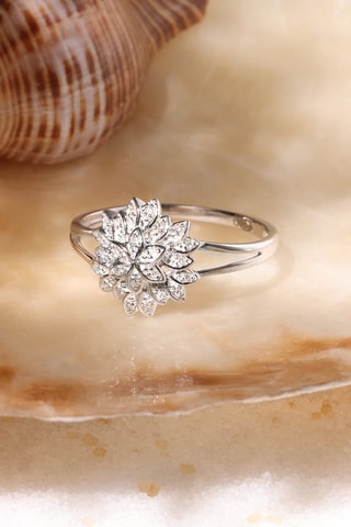 Anel Aigrette - Ouro branco e diamantes 