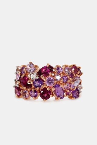 Bague Cotton candy - Or rose, rhodolites, améthystes, saphirs et topazes