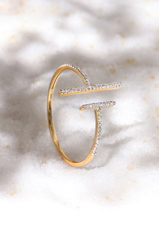 Bague Parallèle asymétrique - Or jaune et diamants