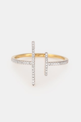 Bague Parallèle asymétrique - Or jaune et diamants