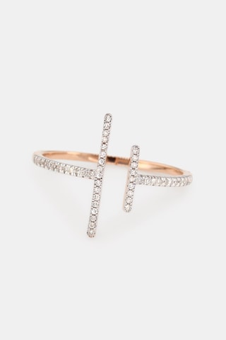 Bague Parallèle asymétrique - Or rose et diamants