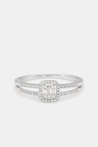 Anel Brillants Baguettes - Ouro branco e diamantes