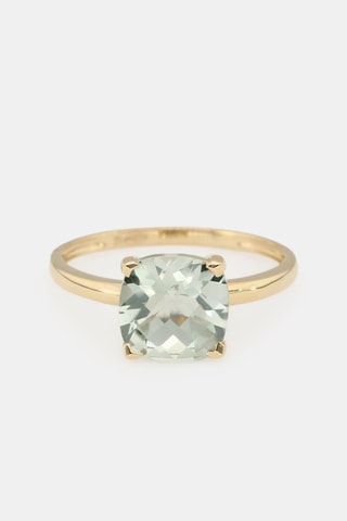 Bague Prasiolite Unique - Or jaune et améthyste