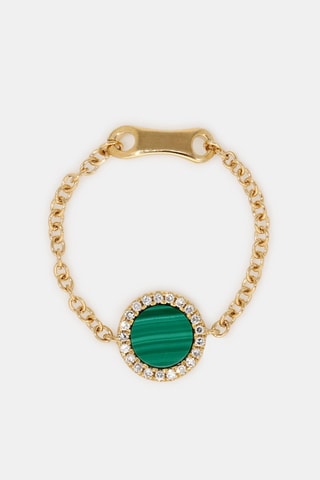Bague chaine Nicée - Or jaune et malachite
