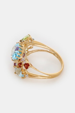 Bague Valeria - Or jaune, diamants, améthystes, grenats, préhnites, citrines et topazes