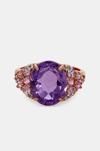 Bague Filtre d’amour - Or rose, améthyste, saphirs, topazes