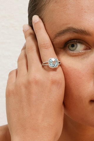 Bague Divine Topaze 10 - Or blanc, diamants et topaze
