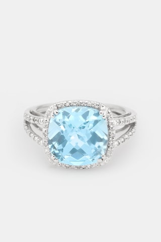 Bague Divine Topaze 10 - Or blanc, diamants et topaze