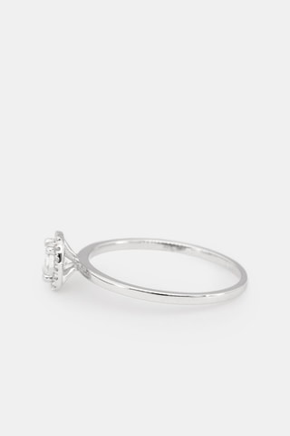 Bague Carré Topazien - Or blanc, diamants et topaze