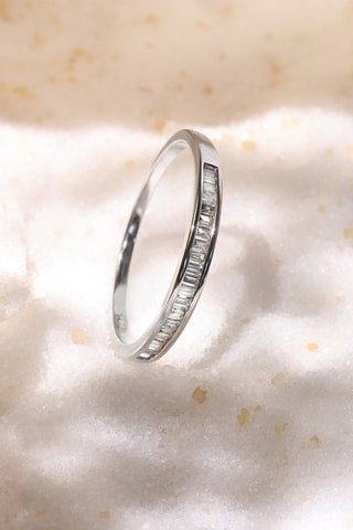 Anel Alliança Baguette - Ouro branco e diamantes