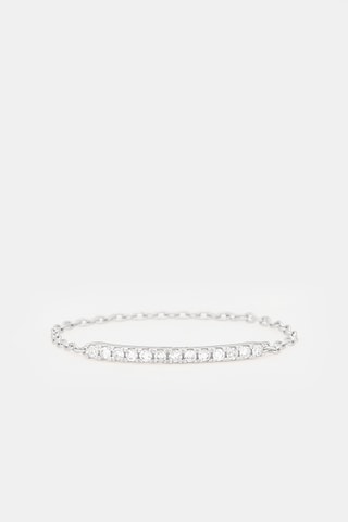 Bague chaîne Barre scintillante   -  Or blanc et diamants