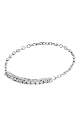 Bague chaîne Barre scintillante   -  Or blanc et diamants