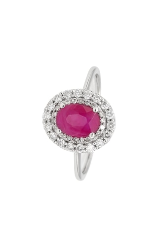 Bague Aqaba - Or blanc, diamants et rubis